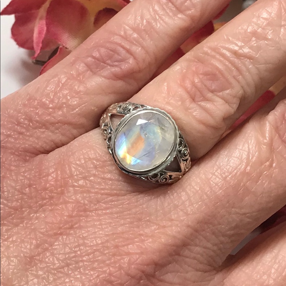 Large Moonstone Sterling Silver Ring